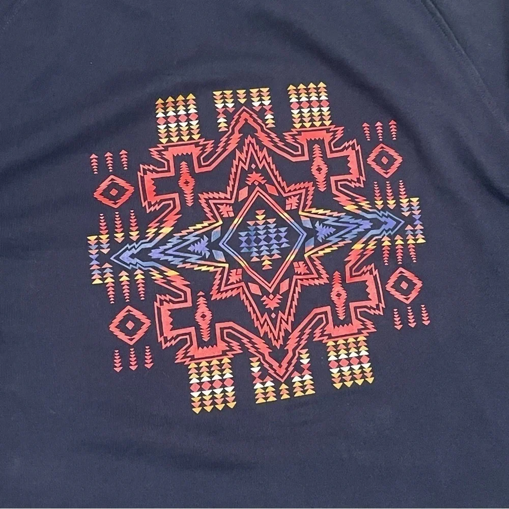 Pendleton Fleece Sweatshirt Hoodie Full Zip Chief Joseph Logo Navy Blue Size L